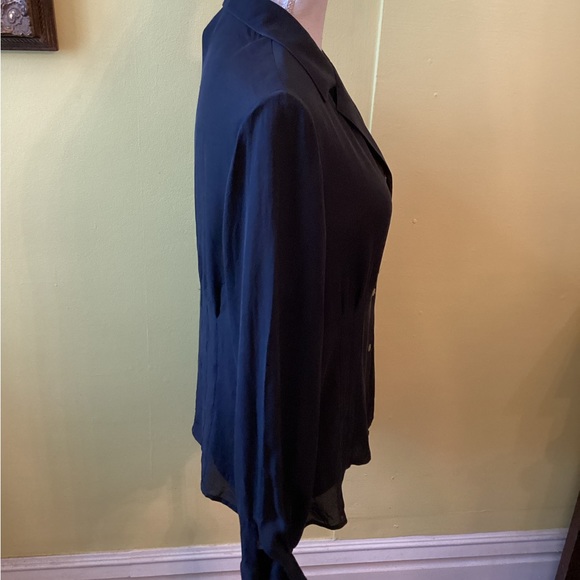 Jones New York Pretty Black Silk Long Sleeve Blouse Size 12 - Picture 5 of 10